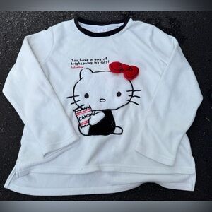 Hello Kitty White Cozy Soft Sweater Big Red Bow Fleece Sleepwear Size M/L